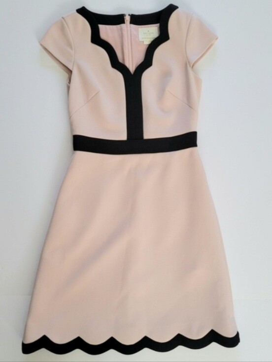 kate spade Dresses & Skirts - Kate Spade Scallop Trim Fit & Flare Dress Pink Black Feminine Cocktail XS